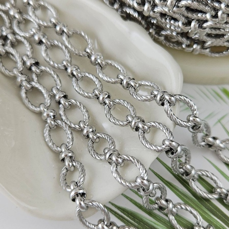 10 см Цепь овальная толщиной 8 мм, родиевое покрытие (5572-Р) купить в Воронеже  | Заказать в интернет-магазине Viva Beads
