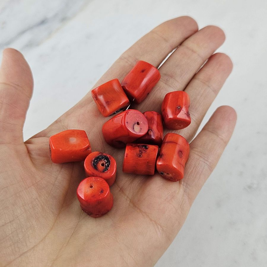 УЦЕНКА 1 шт Коралл бочонок крупный ок. 9-13х12-19 мм ярко-оранжевый (9562-УЦ)