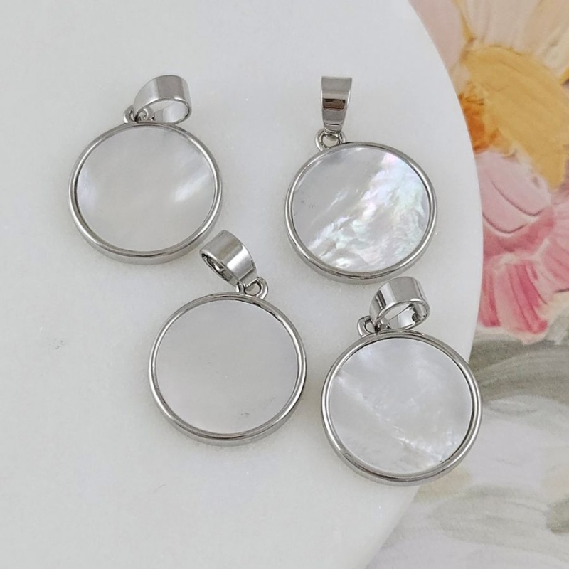 УЦЕНКА Подвеска кулон круглый с перламутром 14.6 мм родиевое покрытие (10139-Р-УЦ)