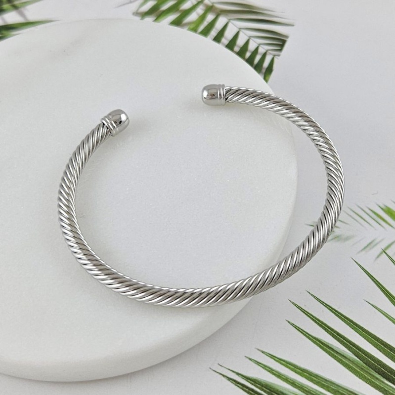 Браслет жесткий 67х57х4 мм родиевое покрытие (10031-Р) купить с доставкой по России | Интернет-магазин Viva Beads