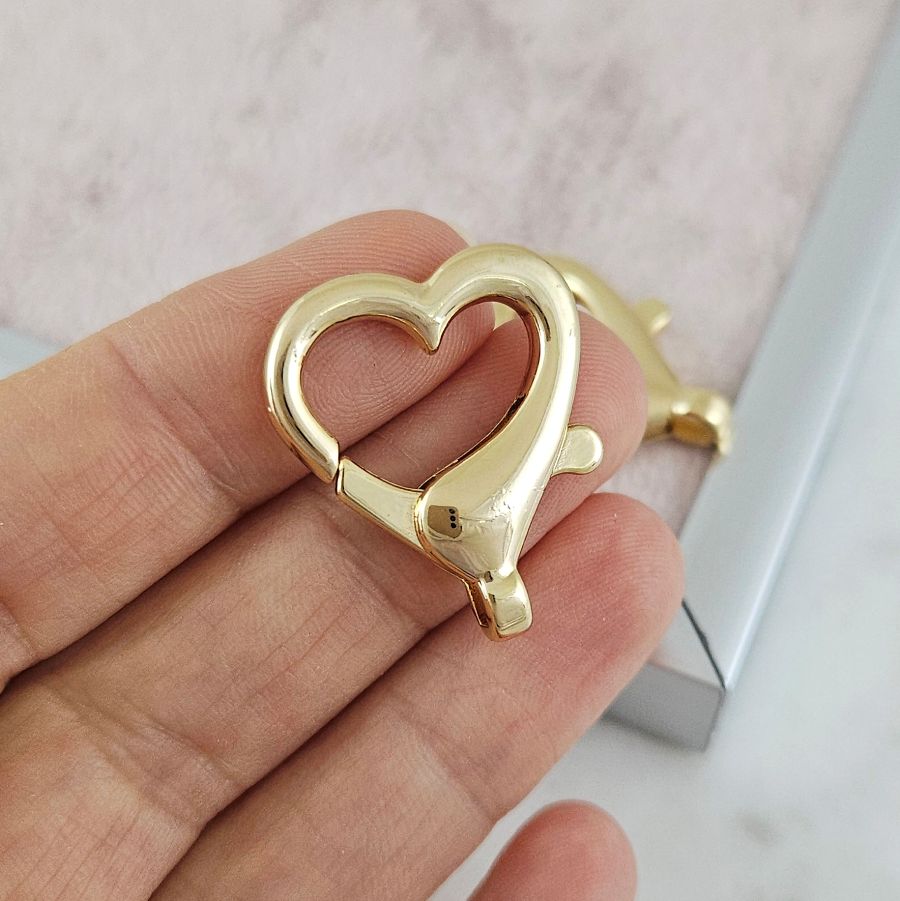 Замок карабин Сердце 25.6х21.5 мм позолота 14К (9160-З) замок для украшений купить с доставкой по России | Интернет-магазин Viva Beads