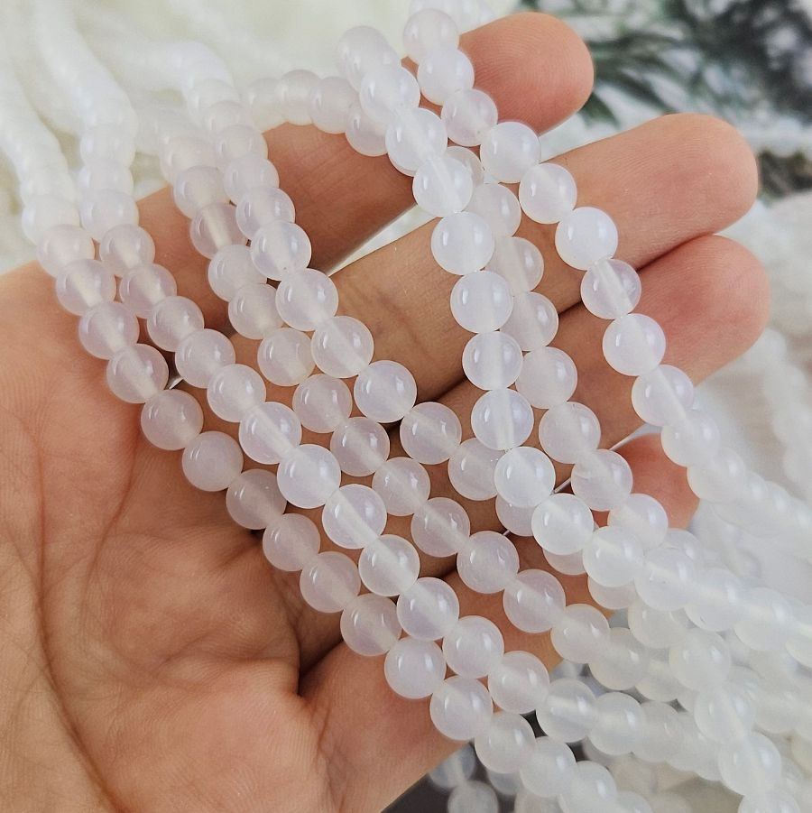 Нить 36 см Агат белый ок. 6 мм бусины гладкий шар (7255-6) для бижутерии купить с доставкой по России | Интернет‑магазин Viva Beads
