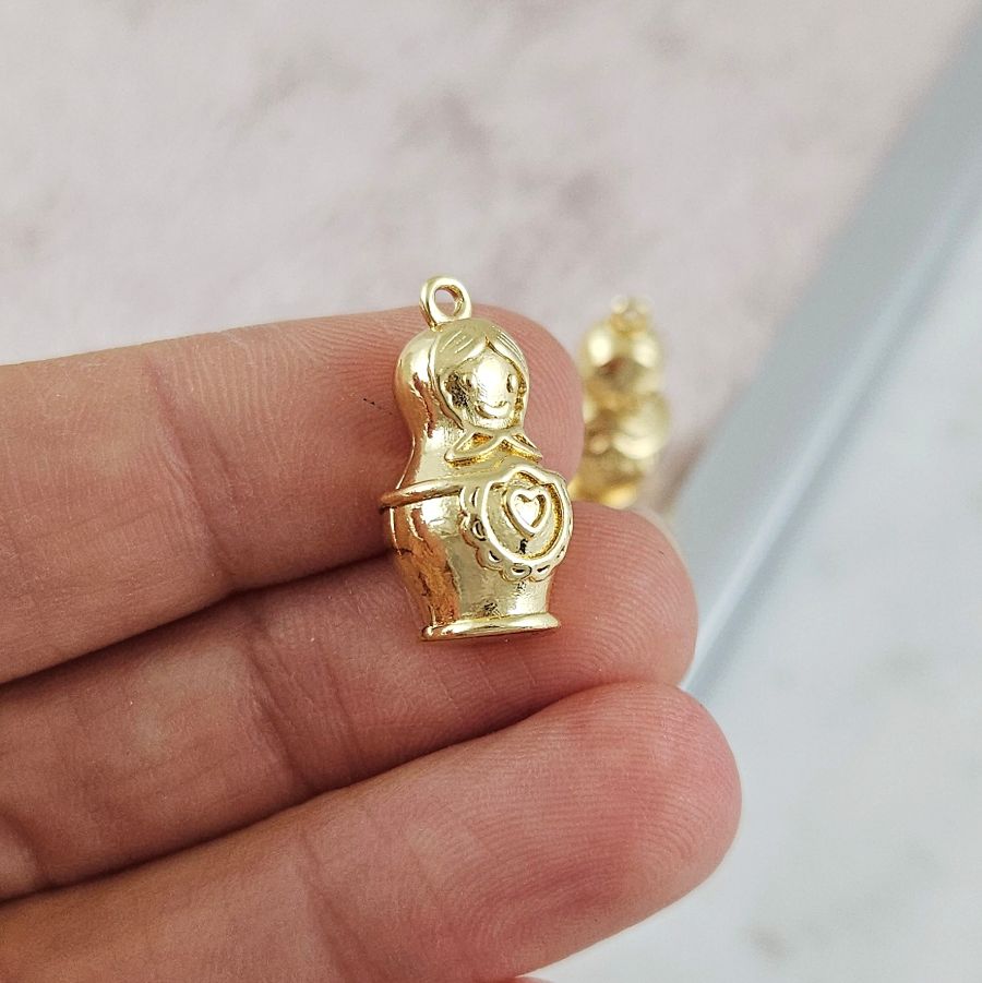 Подвеска Матрешка 20x10 мм, позолота 14К (10176-З) купить с доставкой по России | Интернет-магазин Viva Beads