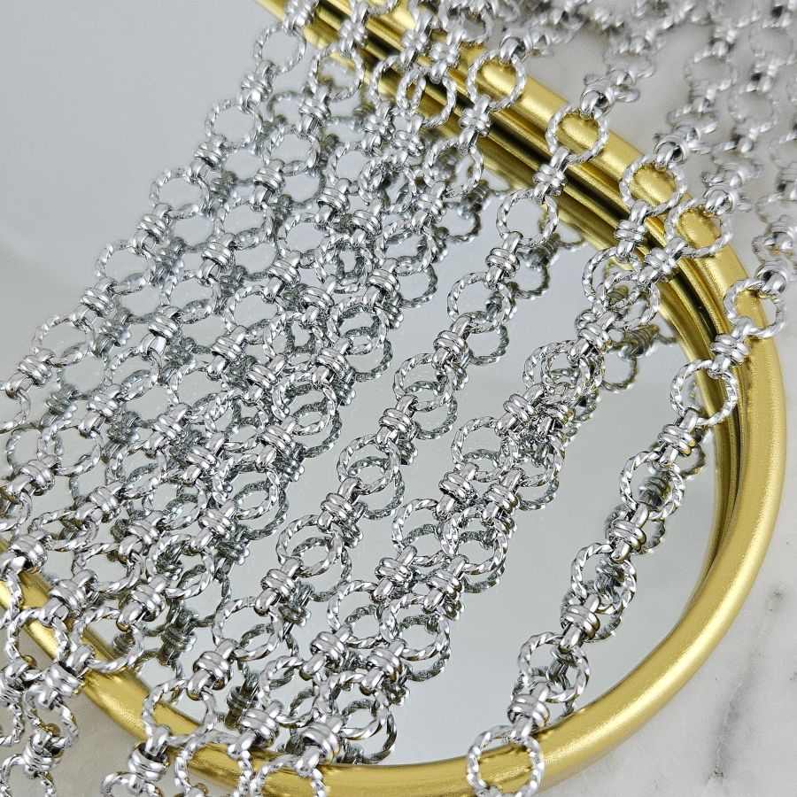 10 см Цепь толщиной ок. 7.5 мм, родиевое покрытие (10254-Р) купить с доставкой по России | Интернет-магазин Viva Beads