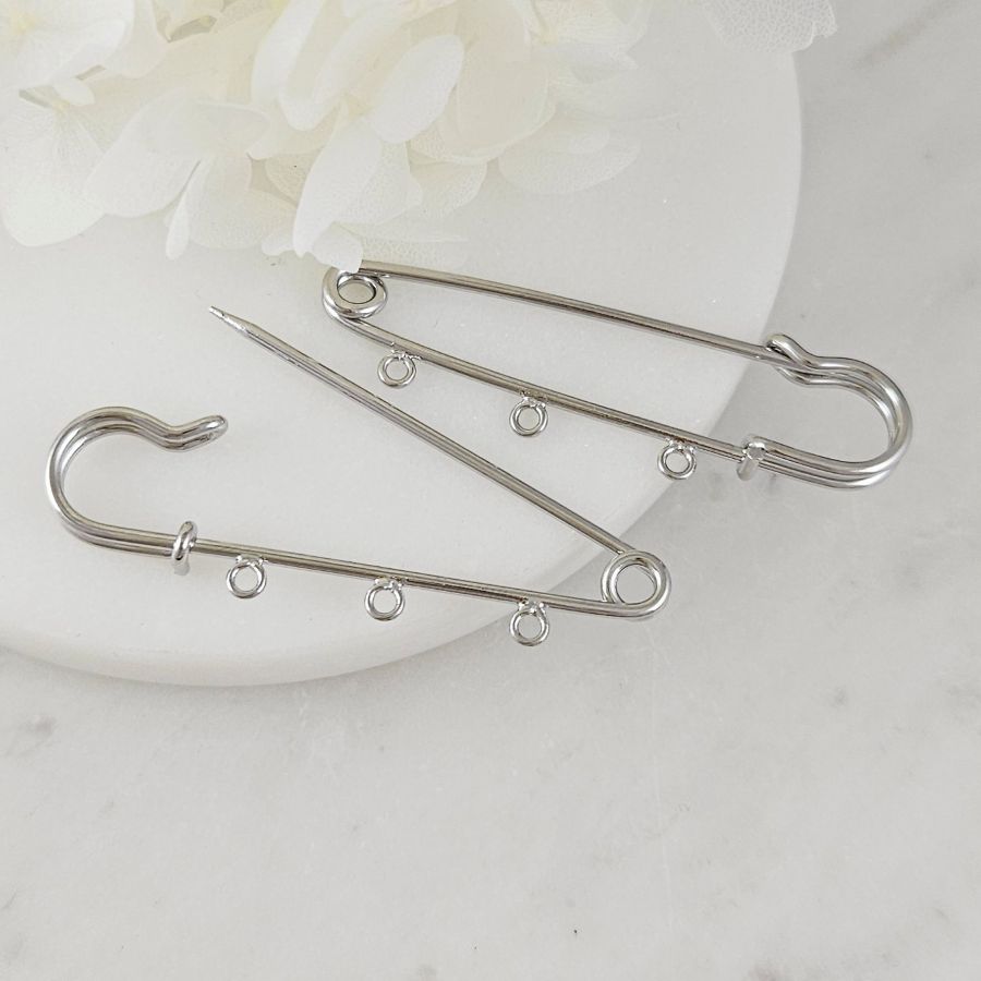 Булавка основа для броши 50 мм, 3 петли, родиевое покрытие (9600-3-Р) купить с доставкой по России | Интернет-магазин Viva Beads