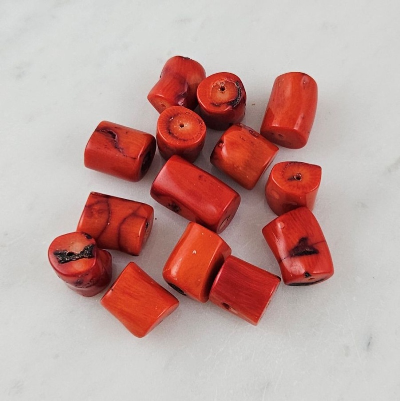 УЦЕНКА 1 шт Коралл бочонок крупный ок. 9-13х12-19 мм ярко-оранжевый (9562-УЦ)