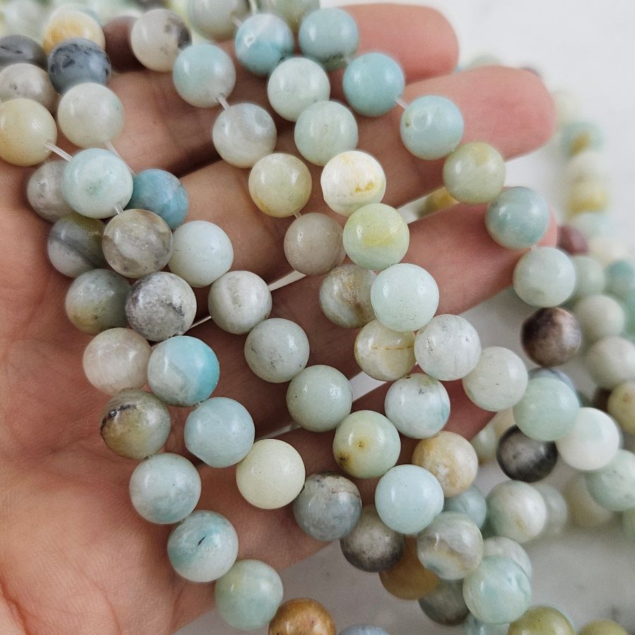 Нить 37 см Амазонит натуральный ок. 8 мм бусины гладкий шар (4565-8) для бижутерии купить с доставкой по России | Интернет‑магазин Viva Beads
