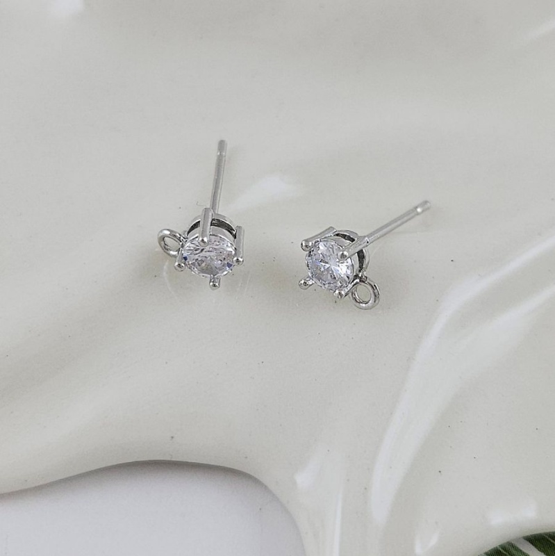 пара Швензы пуссеты с фианитом 7.6х5.2 мм родиевое покрытие (10008-5-Р) купить в #REGION_P# | Заказать в интернет-магазине Viva Beads
