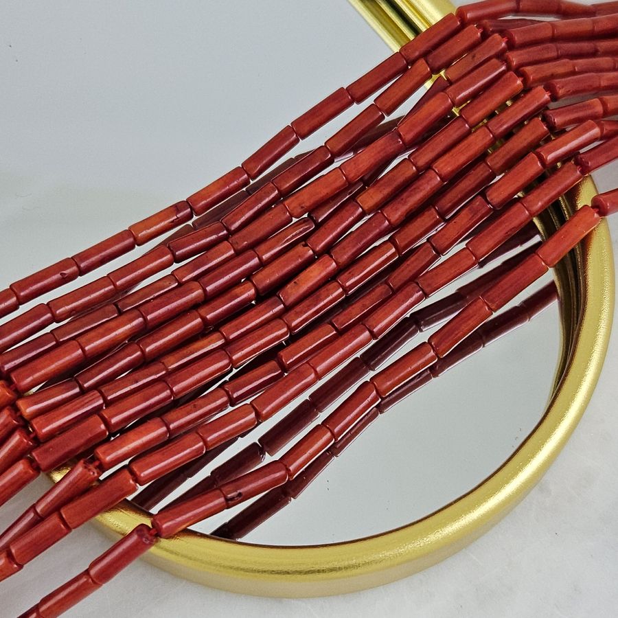 10 шт. Коралл натуральный ок. 3х9 мм, бусины трубочки, темно-оранжевый (10271) для бижутерии купить с доставкой по России | Интернет‑магазин Viva Beads
