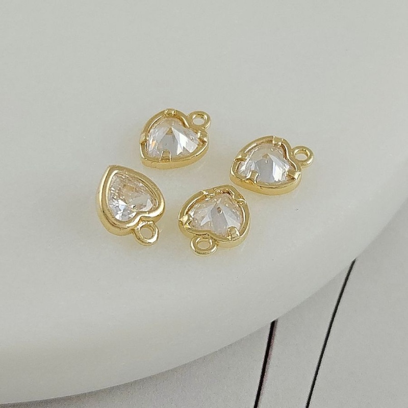 УЦЕНКА Подвеска Сердце с фианитом 6х8 мм Crystal, позолота 14К (8030-ЗБЕЛ-УЦ)