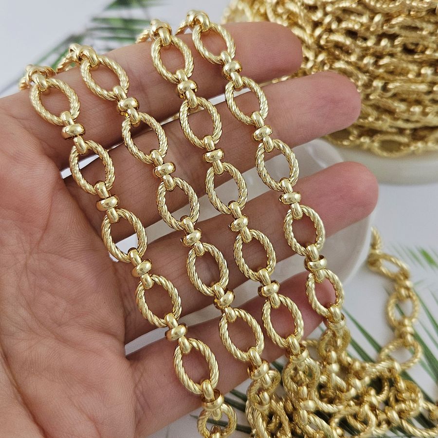10 см Цепь овальная толщиной ок. 8 мм, позолота 14К (5572-З) купить в Воронеже  | Заказать в интернет-магазине Viva Beads
