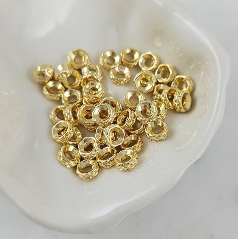 1 шт. Бусина разделитель 5.7х2.4 мм текстурированная, позолота 14К (10106-З) купить с доставкой по России | Интернет-магазин Viva Beads