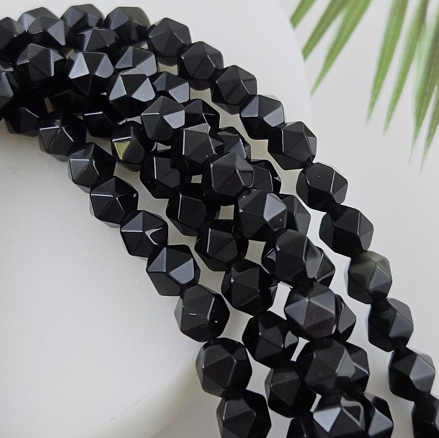 10 шт. Обсидиан 6 мм, бусины с крупными гранями, многогранник (8482-6) купить в Воронеже | Заказать в интернет-магазине Viva Beads
