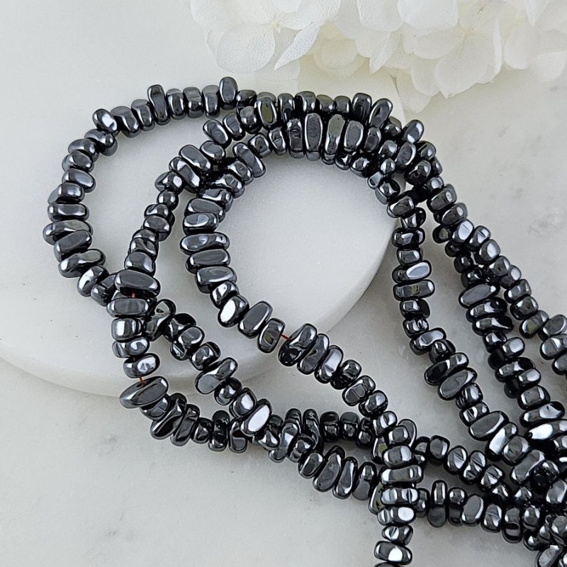 Нить 40 см Гематит, гематин 4-8 мм бусины свободной формы, цвет черный (6791-Ч) для бижутерии купить с доставкой по России | Интернет‑магазин Viva Beads
