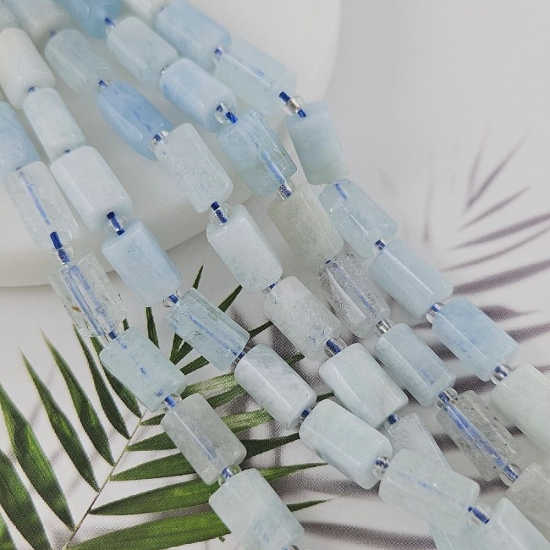 5 шт. Аквамарин натуральный бусины ок. 6-7х11 мм трубочки с гранями (9931-АКВ) купить в Воронеже | Заказать в интернет-магазине Viva Beads
