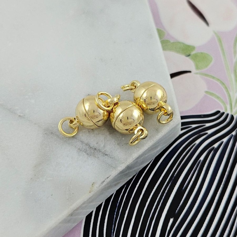 УЦЕНКА Замок магнитный 8 мм круглый, позолота 14К (3484-З-УЦ) замок для украшений купить с доставкой по России | Интернет-магазин Viva Beads