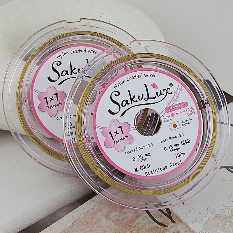 1 м Тросик японский FLEXY 7 / SakuLux 0.25 мм цвет золото (6440-0.25-З) купить в Воронеже | Заказать в интернет-магазине Viva Beads
