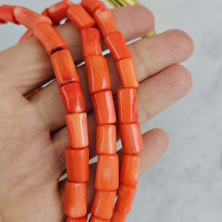 1 шт. Коралл натуральный ок. 6-8х9-16 мм, бусины палочки, оранжевый (10272) для бижутерии купить с доставкой по России | Интернет‑магазин Viva Beads
