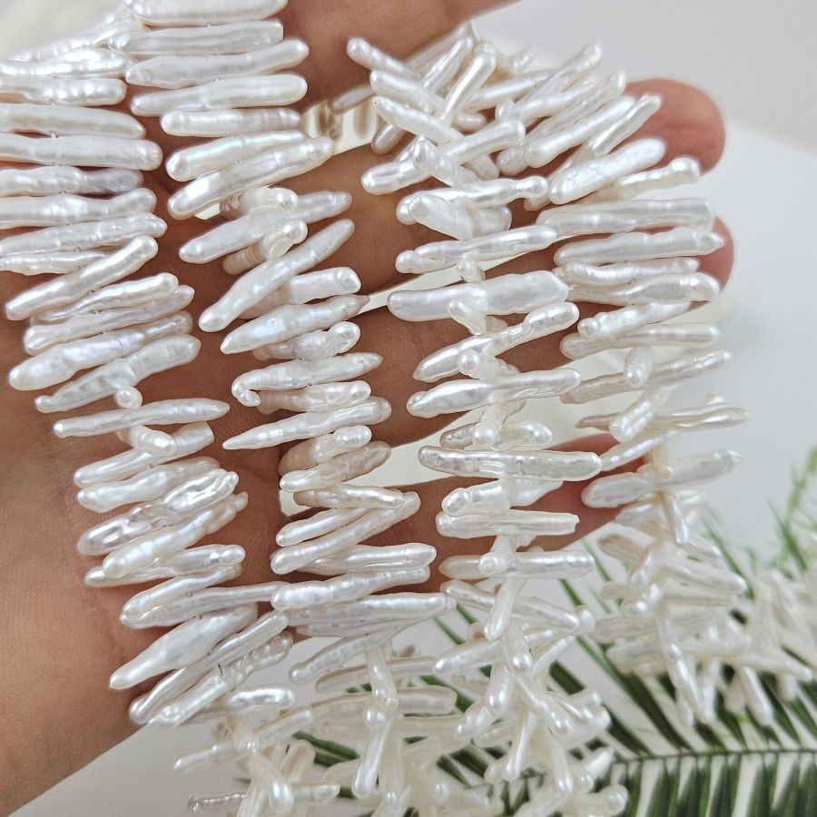 5 шт. Жемчуг натуральный барокко 17-22х2-4 мм палочки , АА белый (1006) купить с доставкой по России | Интернет-магазин Viva Beads