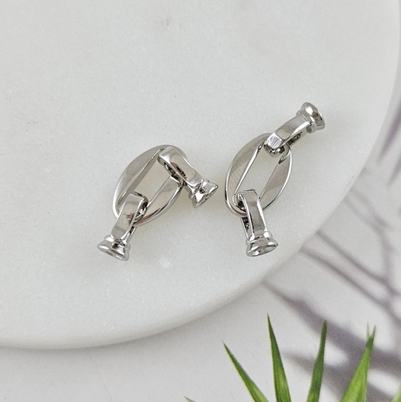 Замок овальный 15 мм с карабинами, родиевое покрытие (10046-Р) замок для украшений купить с доставкой по России | Интернет-магазин Viva Beads