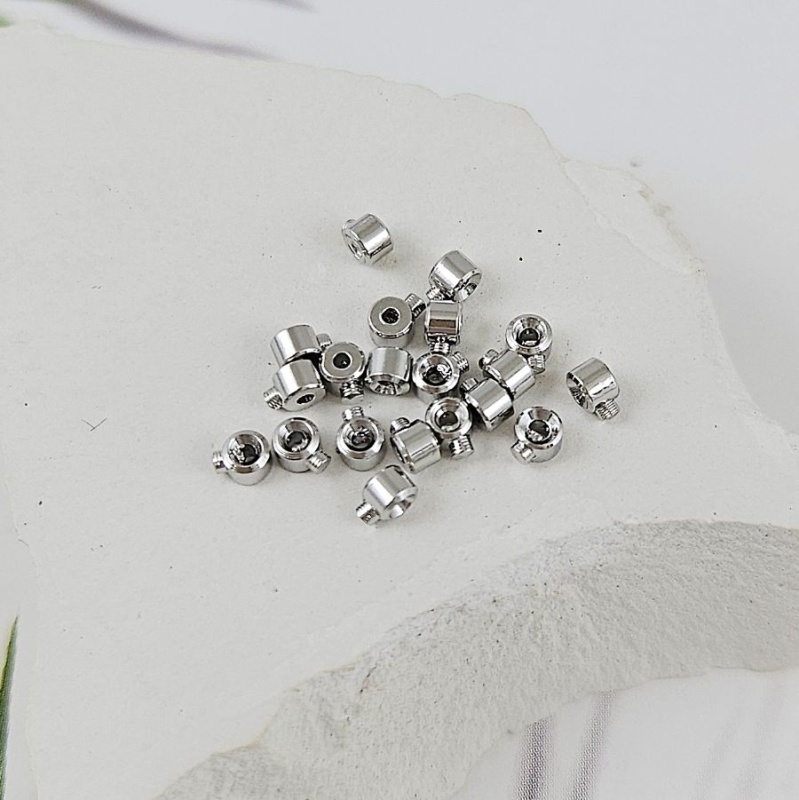 1 шт. Кримп с фиксатором /One Touch/ 2.5х2 мм цилиндр родиевое покрытие (4089-2.5-Р) купить в Воронеже | Заказать в интернет-магазине Viva Beads
