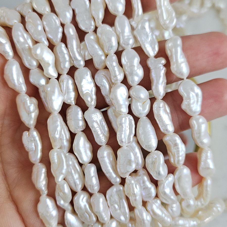 5 шт. Жемчуг натуральный барокко 10-14х5-7 мм, АА, белый (10515-Б) купить с доставкой по России | Интернет-магазин Viva Beads