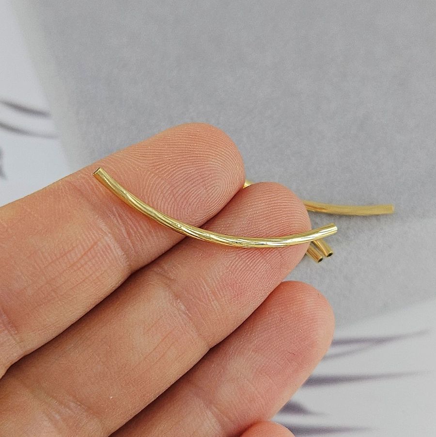 Бусина трубочка 34x1.4 мм, текстурированная, позолота 14К (9971-34-З) купить в Воронеже | Заказать в интернет-магазине Viva Beads
