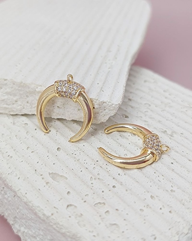 УЦЕНКА Подвеска Лунница с фианитами 19х17.7 мм позолота 14К (7587-З-УЦ)