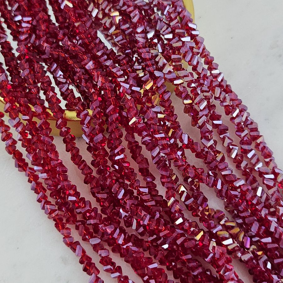 Нить 33 см Бусина хрустальная крошка ок. 4 мм красный АВ (7338-4-КРАВ) купить с доставкой по России | Интернет-магазин Viva Beads