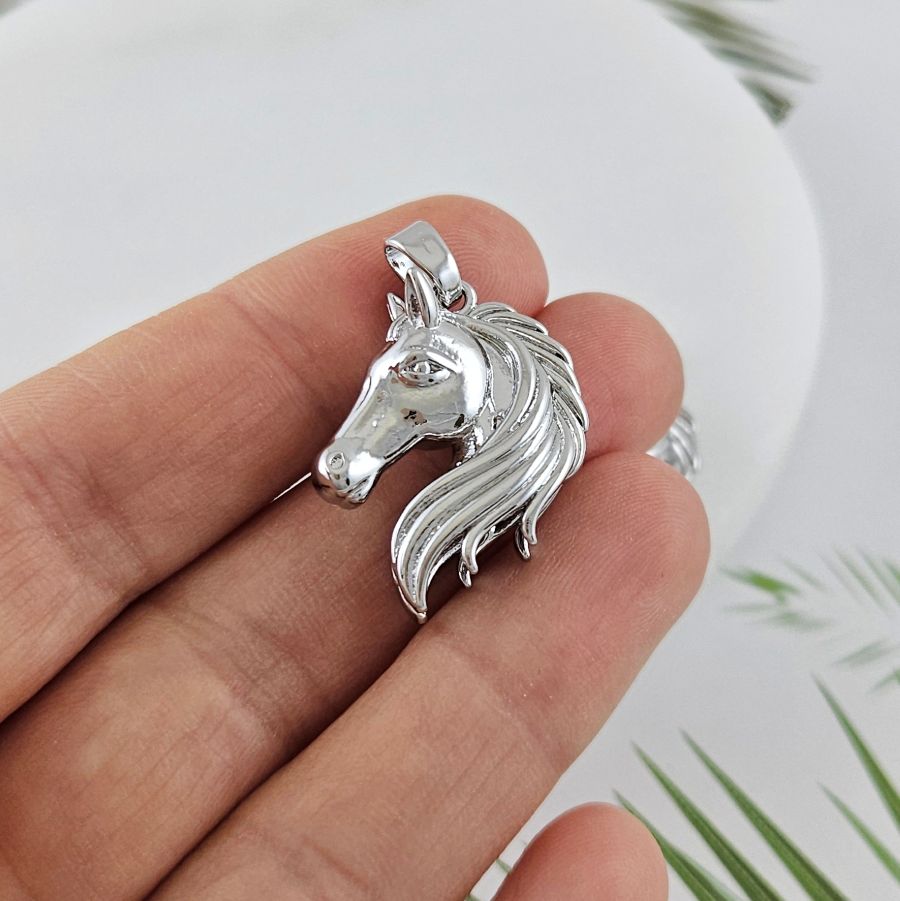 Подвеска Лошадь 25x20 мм, родиевое покрытие (10018-Р) купить с доставкой по России | Интернет-магазин Viva Beads