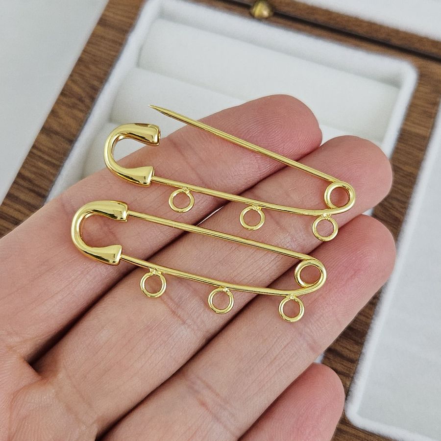 Булавка основа для броши 40 мм, 3 петли, позолота 14К (10263-З) купить с доставкой по России | Интернет-магазин Viva Beads