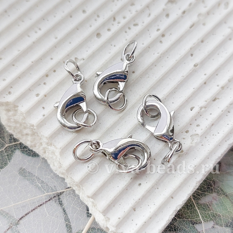 УЦЕНКА Замочки лобстеры 12 мм с колечками родиевое покр. (6678-12-Р-УЦ) купить в Воронеже | Заказать в интернет-магазине Viva Beads
 УЦЕНКА Замочки лобстеры 12 мм с колечками родиевое покр. (6678-12-Р-УЦ) купить в Воронеже | Заказать в интернет-магазине Viva Beads