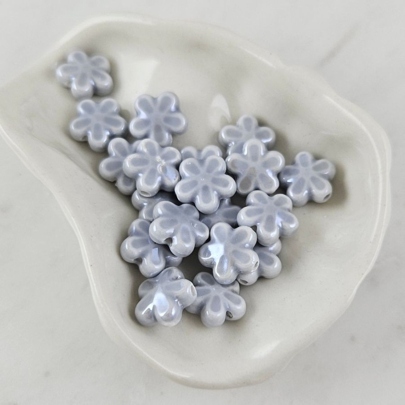 1 шт. Бусина Цветок 11х12 мм серый, керамика (6478-11-СЕР) купить с доставкой по России | Интернет-магазин Viva Beads