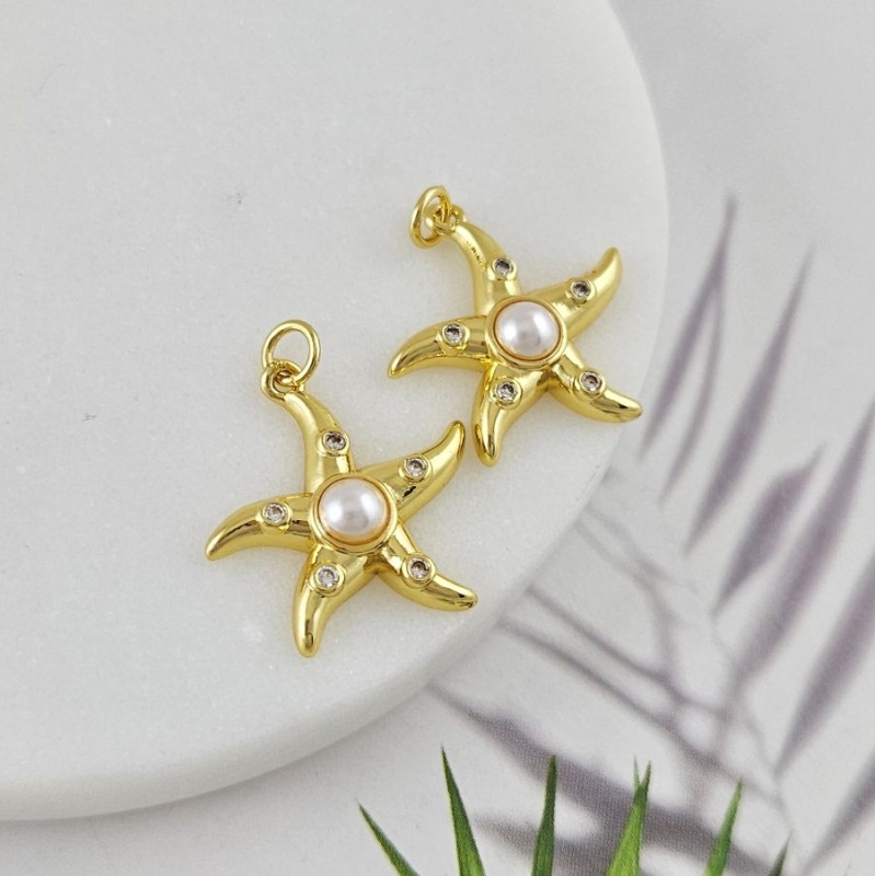 УЦЕНКА Подвеска Морская звезда 22.2х21.2 мм с фианитами, позолота 14К (10041-З-УЦ)