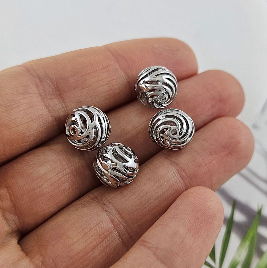 1 шт. Бусина ажурная 9.4х9.7 мм, родиевое покрытие (10045-Р) купить с доставкой по России | Интернет-магазин Viva Beads