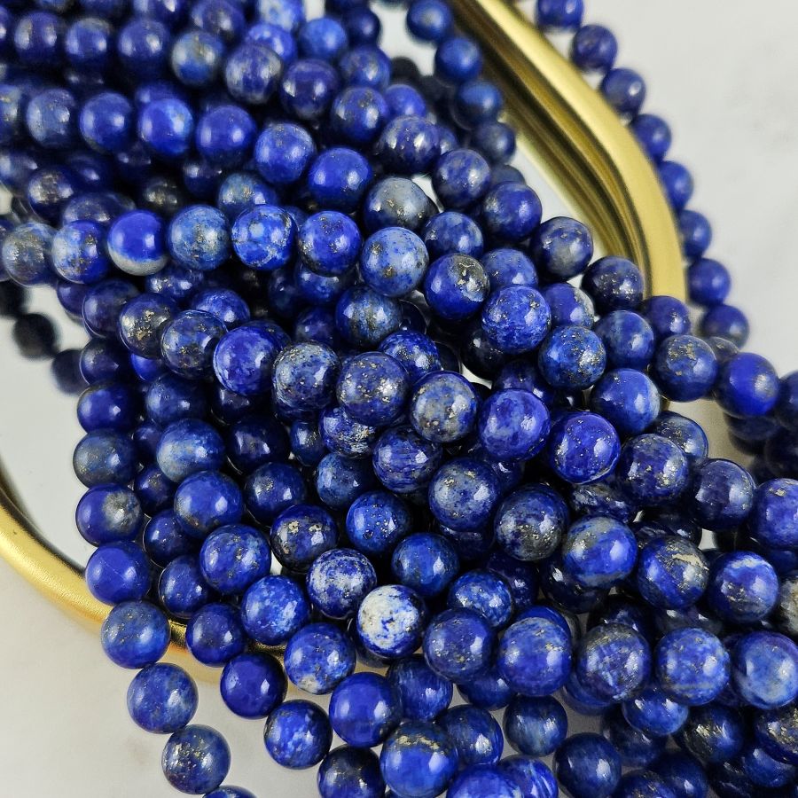 Нить 18 см Лазурит натуральный ок. 6.5-6.8 мм, бусины гладкий шар (2524-6) для бижутерии купить с доставкой по России | Интернет‑магазин Viva Beads
