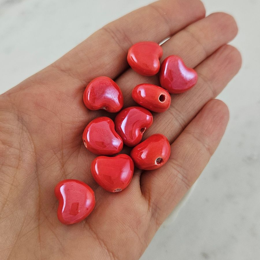 1 шт. Бусина Сердце ок. 14 мм красный, керамика (6436-14-К) купить с доставкой по России | Интернет-магазин Viva Beads