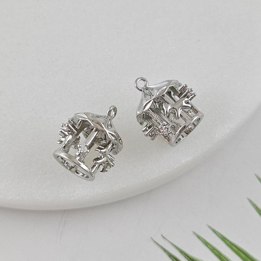 Подвеска Карусель 12.6x10 мм с фианитами, родиевое покрытие (10011-Р)