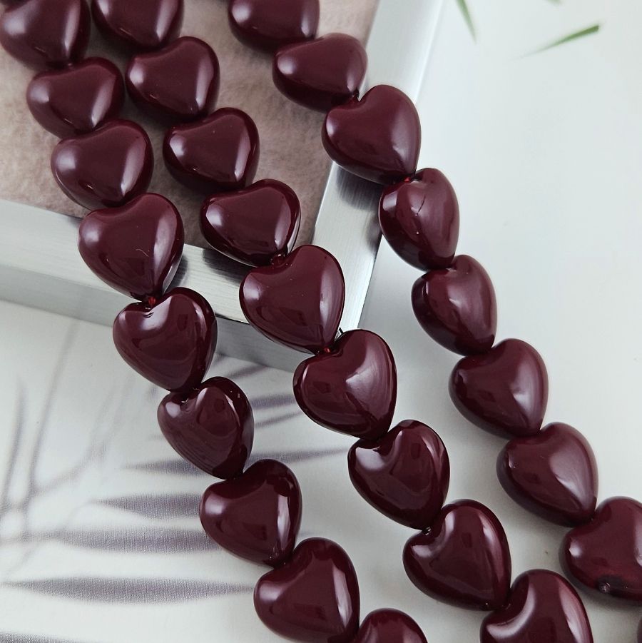 1 шт. Жемчуг майорка Сердце бусины 12 мм, бордовый (10081-12) купить с доставкой по России | Интернет-магазин Viva Beads