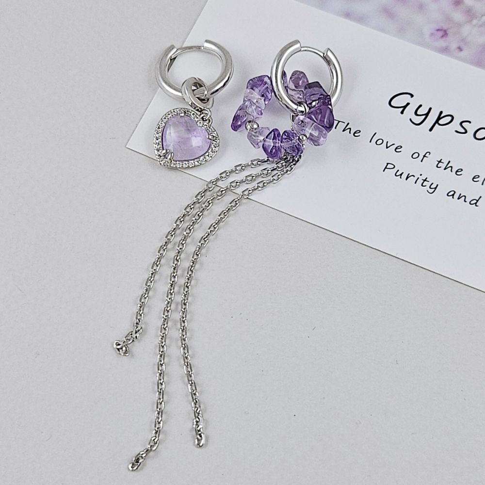 Дуэт Сердца и Кольца: Мастер-класс по созданию асимметричных сережек-конго из аметрина