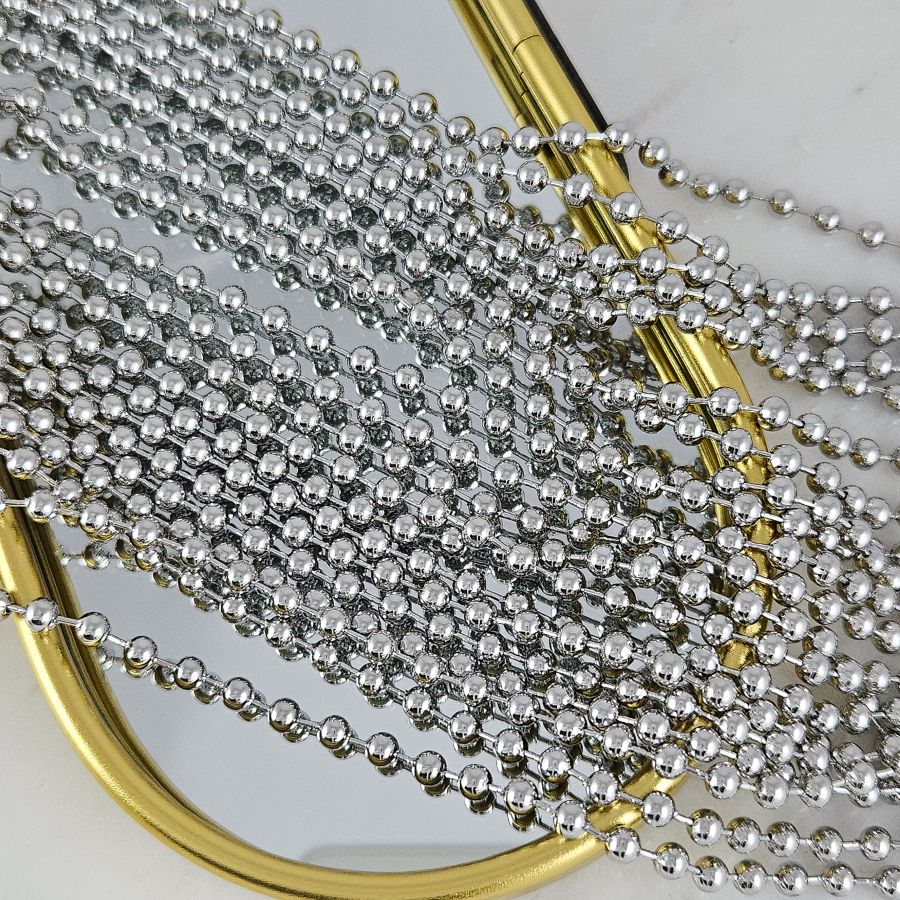 10 см Цепь шариковая 4 мм, родиевое покрытие (10220-Р) купить с доставкой по России | Интернет-магазин Viva Beads