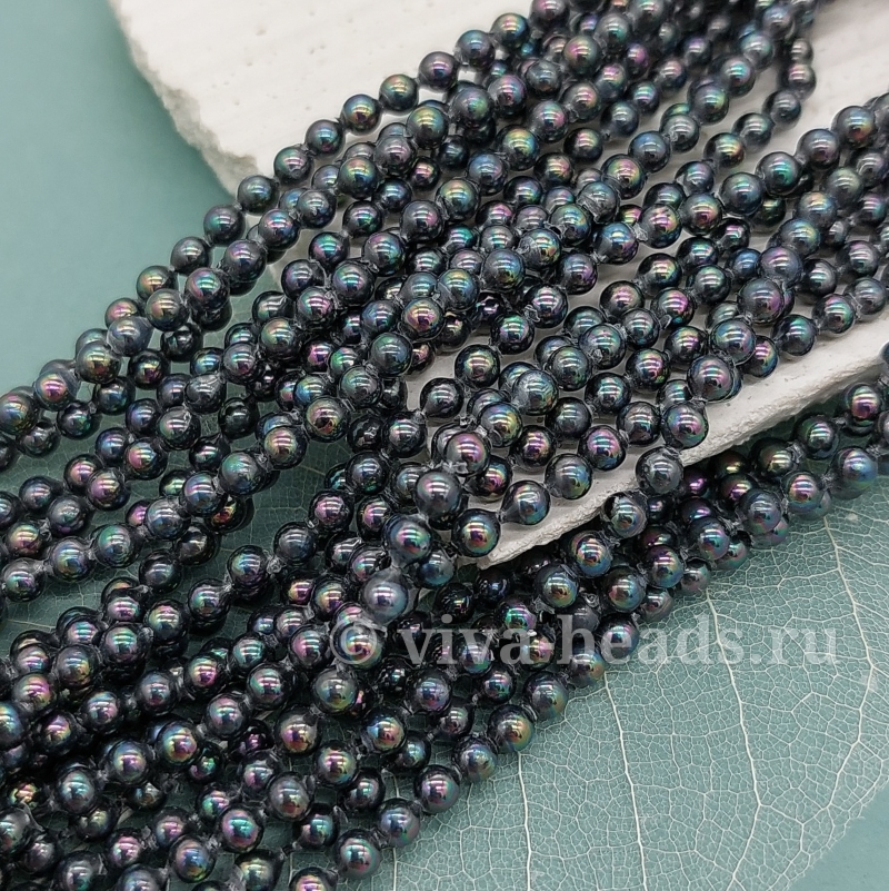 Нить 20 см Жемчуг Майорка 3 мм темный (6332-3) купить в Воронеже | Заказать в интернет-магазине Viva Beads
