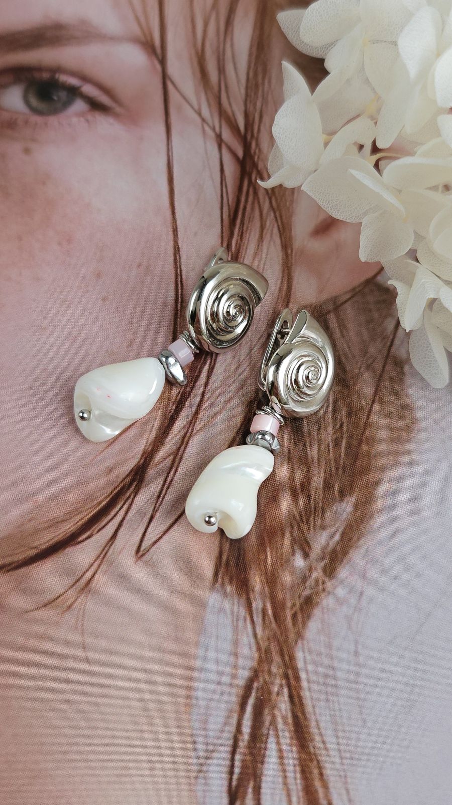 Комплект украшений из перламутра в морском стиле - набор материалов для самостоятельной сборки (НАБОР-85)