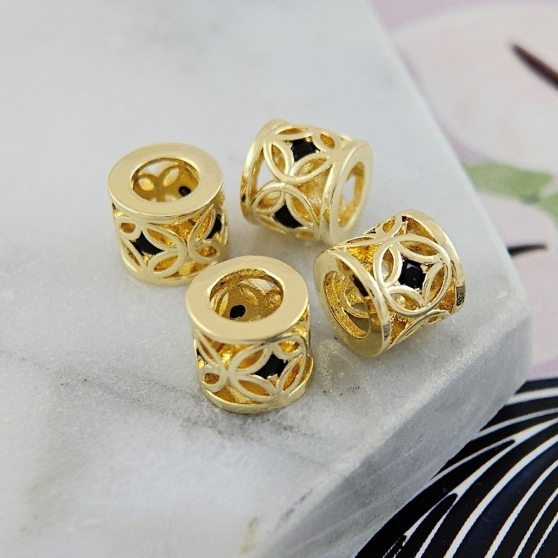 УЦЕНКА Бусина разделитель с фианитами 7.4х8.3 мм, позолота 14К (9804-З-УЦ) купить в Воронеже | Заказать в интернет-магазине Viva Beads
