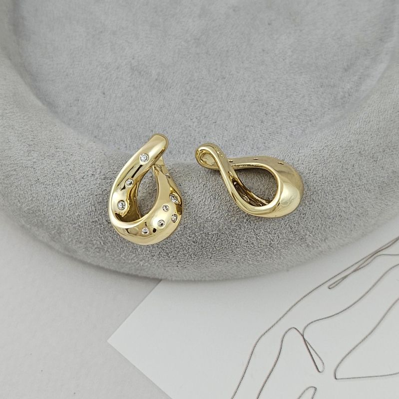 УЦЕНКА Подвеска кулон Петля 19.8х12.3 мм с фианитами позолота 14К (9503-З-УЦ)