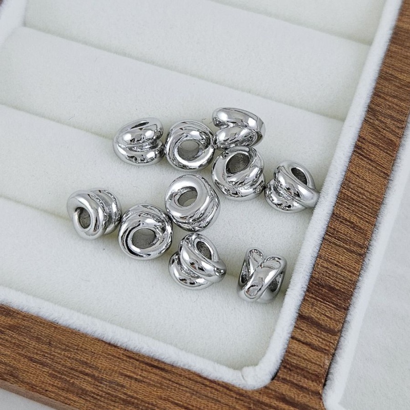 1 шт. Бусина разделитель 7.5х6.1 мм, внутр. d 3 мм, родиевое покрытие (9636-7-Р) купить с доставкой по России | Интернет-магазин Viva Beads