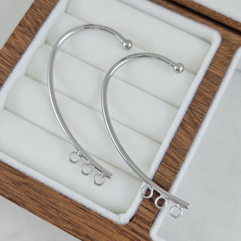 Кафф с тремя петельками 55х34 мм, родиевое покрытие (7603-Р/3) швензы для серег купить с доставкой по России | Интернет-магазин Viva Beads