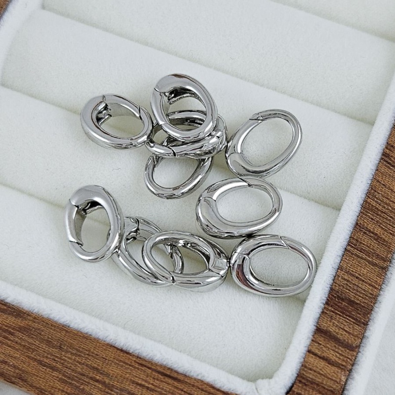 Замок карабин 12х8 мм родиевое покрытие (5272-Р) замок для украшений купить с доставкой по России | Интернет-магазин Viva Beads