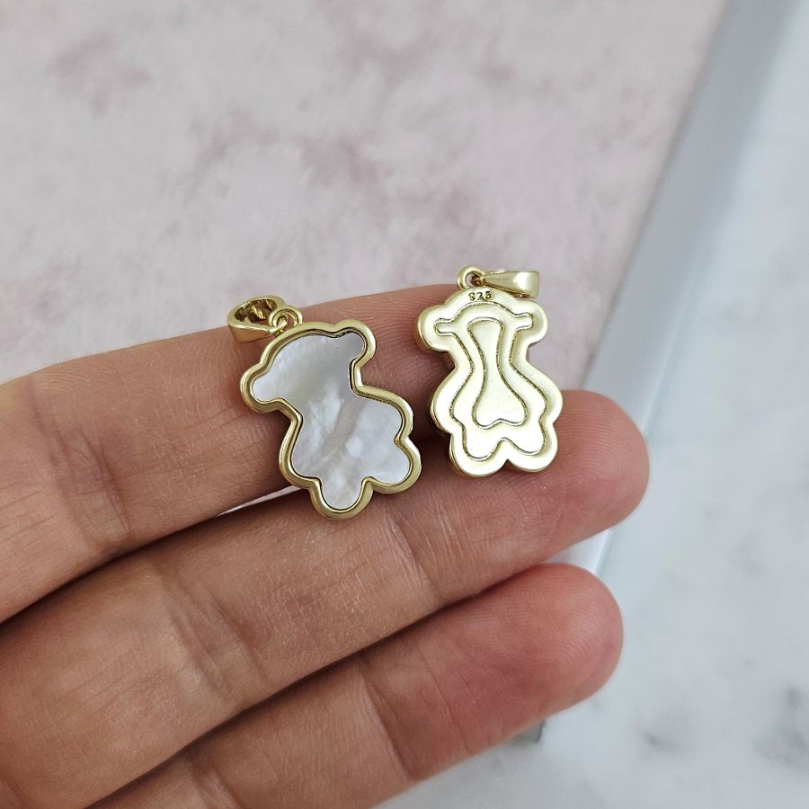 Подвеска Мишка с перламутром 19х12.6 мм позолота 14К (10182-З) купить с доставкой по России | Интернет-магазин Viva Beads