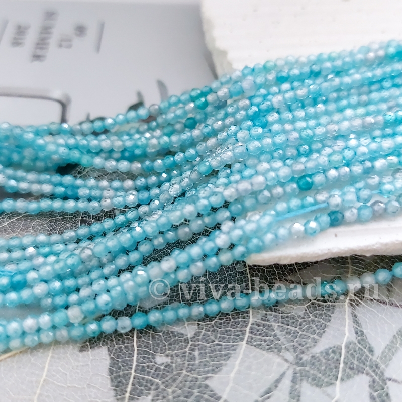 Нить 19 см Фианиты (цирконы) 2 мм голубой (6717-ГОЛ) купить в Воронеже  | Заказать в интернет-магазине Viva Beads
